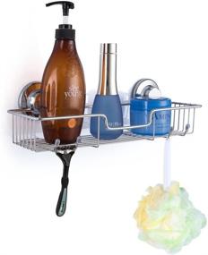img 3 attached to 🚿 Sleek and Spacious Slideep Suction Cup Shower Caddy: Versatile Bathroom and Kitchen Organizer Basket Shelf with Hooks - Hassle-Free Wall Mounted Storage Solution, Rustproof Stainless Steel (2 Pack)