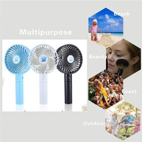 img 2 attached to JJLng Personal Fans - Handheld Fan USB with 3 Adjustable Settings, Powerful Yet Quiet, Rechargeable & Replaceable Battery, Ideal for Home, Office, and Outdoor Use (Black)