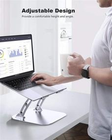 img 1 attached to 📚 Portable Adjustable Laptop Stand - Ergonomic Foldable Notebook Riser for MacBook, Dell XPS, HP in Silver - Enhance Your Workspace!