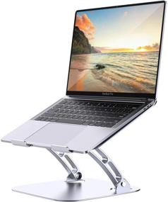 img 4 attached to 📚 Portable Adjustable Laptop Stand - Ergonomic Foldable Notebook Riser for MacBook, Dell XPS, HP in Silver - Enhance Your Workspace!