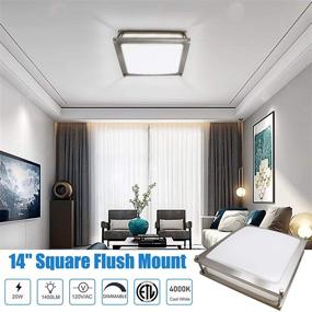 img 1 attached to 💡 MingBright 14Inch Square LED Ceiling Light Fixture - Dimmable 20W Brush Nickel Flush Mount for Kitchen, Bathroom, Living Room - Damp Location Rated, 4000k Nature White