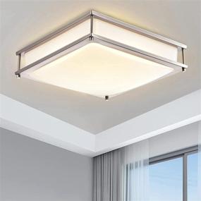 img 4 attached to 💡 MingBright 14Inch Square LED Ceiling Light Fixture - Dimmable 20W Brush Nickel Flush Mount for Kitchen, Bathroom, Living Room - Damp Location Rated, 4000k Nature White