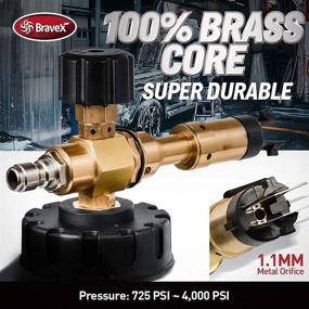 img 3 attached to 🧼 Bravex Heavy Duty Snow Foam Lance with Foam Cannon for Pressure Washer - Adjustable Car Foam Blaster with 1/4'' Quick Connector and 1 L Bottle. Thicker Brass Core, Extra-Wide Neck, and 1.1mm Metal Orifice