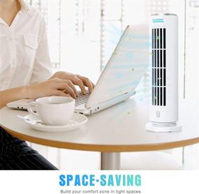 img 1 attached to 🌬️ Small Portable Quiet Tower Fan with Turbine Technology - Personal USB Desk Fan for Bedroom Office Home, Mini Tabletop Fan with 3 Settings - HFT2009