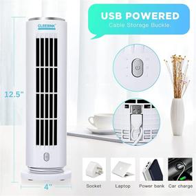 img 3 attached to 🌬️ Small Portable Quiet Tower Fan with Turbine Technology - Personal USB Desk Fan for Bedroom Office Home, Mini Tabletop Fan with 3 Settings - HFT2009