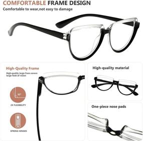 img 2 attached to Eyekepper Pack of 4 Large Frame Reading 👓 Glasses - Oversized Half Moon Design Readers for Women