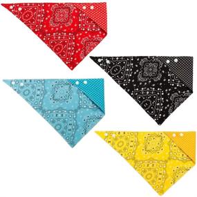 img 1 attached to 🐾 PAWCHIE Dog Bandanas Small 4-Piece Set - 8 Styles of Adjustable Pet Triangle Scarf Bibs with Two Snaps - Kerchief Accessories for Dogs, Puppies, Cats