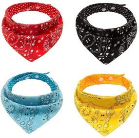 img 4 attached to 🐾 PAWCHIE Dog Bandanas Small 4-Piece Set - 8 Styles of Adjustable Pet Triangle Scarf Bibs with Two Snaps - Kerchief Accessories for Dogs, Puppies, Cats