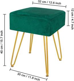 img 3 attached to Teal Velvet Footrest Stool Ottoman - Square Modern Foot Stool with 4 Removable Golden Metal Legs - Safe, Stable, and Ideal for Dressing Table Stool in Living Room Bedroom