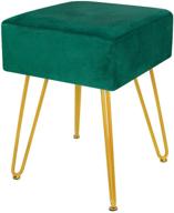 teal velvet footrest stool ottoman - square modern foot stool with 4 removable golden metal legs - safe, stable, and ideal for dressing table stool in living room bedroom logo