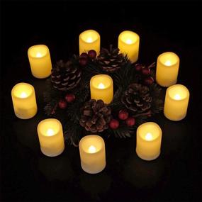 img 2 attached to 🕯️ DRomance Flameless Votive Candles - 6 Hour Timer, Battery Operated LED Flickering Tealight Candles - Bulk Set of 10 - Small Pillar 1.5"D x 2"H - Warm Light - Indoor Wedding, Christmas, Holiday Decor