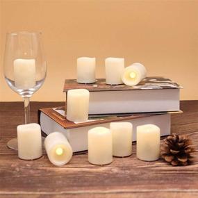 img 1 attached to 🕯️ DRomance Flameless Votive Candles - 6 Hour Timer, Battery Operated LED Flickering Tealight Candles - Bulk Set of 10 - Small Pillar 1.5"D x 2"H - Warm Light - Indoor Wedding, Christmas, Holiday Decor