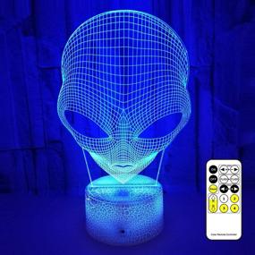 img 4 attached to Ночные светильники Goodking Alien 3D для детей: семь цветов переключающегося освещения с умным сенсорным управлением и пультом дистанционного управления - идеальный подарок на день рождения для мальчиков, девочек, детей и младенцев!