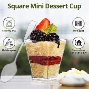 img 3 attached to 🍮 2 Oz Square Mini Dessert Cup - Durable Crystal Clear Plastic (110 Count) Perfect for Desserts, Appetizers, Mousse, Puddings, and More!