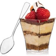 🍮 2 oz square mini dessert cup - durable crystal clear plastic (110 count) perfect for desserts, appetizers, mousse, puddings, and more! logo