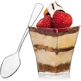 img 4 attached to 🍮 2 Oz Square Mini Dessert Cup - Durable Crystal Clear Plastic (110 Count) Perfect for Desserts, Appetizers, Mousse, Puddings, and More!