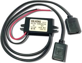 img 4 attached to Водонепроницаемый DC преобразователь SSLHONG: от 12V 24V к 5V 3A/15W с двумя USB разъемами 🔌 Адаптер питания для Samsung Galaxy, iPad, iPhone 6S/7/8 Plus - Эффективный регулятор напряжения.