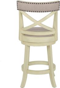 img 1 attached to Antique White York Counter Swivel Bar Stool: Classic Furniture with Open Back and Fabric Upholstered Seat & Back Rest, 24-Inch