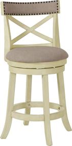 img 4 attached to Antique White York Counter Swivel Bar Stool: Classic Furniture with Open Back and Fabric Upholstered Seat & Back Rest, 24-Inch