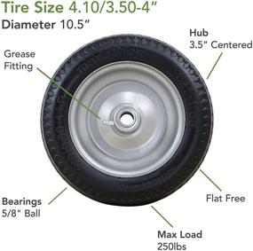 img 2 attached to 🚀 Marathon 4.10/3.50-4" Flat Free Utility Tire on Wheel - All Purpose, 3.5" Centered Hub, 5/8" Bearings: Reliable and Durable Solution