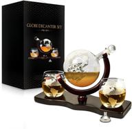 masterpiece whiskey decanter set: antique handblown globe design - certified safe, perfect gift for men - includes 2 glasses and whisky funnel - 28 oz bourbon & scotch decanter sets logo