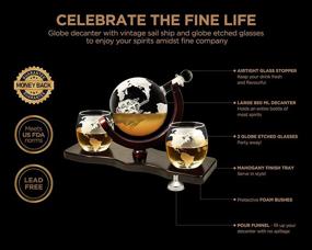 img 3 attached to Masterpiece Whiskey Decanter Set: Antique Handblown Globe Design - Certified Safe, Perfect Gift for Men - Includes 2 Glasses and Whisky Funnel - 28 oz Bourbon & Scotch Decanter Sets