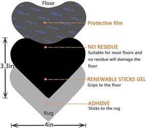 img 3 attached to Удерживайте ваш ковер на месте с помощью накладки для ковров JOBOSO - антискользящей подложки для предотвращения скручивания (16 штук, формы сердца и трапеции, черного цвета).
