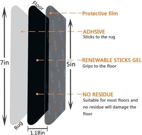 img 2 attached to Удерживайте ваш ковер на месте с помощью накладки для ковров JOBOSO - антискользящей подложки для предотвращения скручивания (16 штук, формы сердца и трапеции, черного цвета).