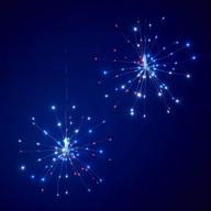 🎇 lights4fun, inc. 2 pack: battery operated indoor & outdoor hanging 4th july firework starburst lights - red, white & blue micro led логотип