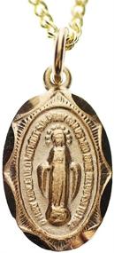 img 1 attached to 📿 Gold/Sterling Silver Oval Miraculous Medal for Children with 13-inch chain