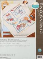 👶 diy baby quilt, 'little sports' stamped cross stitch dimensions, 34" x 43 logo