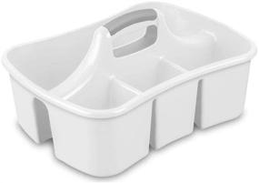img 2 attached to Spacious (5 Gallon) Divided Cleaning Caddy with Handle for Cleaning Supplies, Spray Bottles, Container - 17 3/4&#34; L x 13 1/4&#34; W x 8