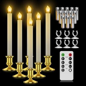 img 4 attached to 🕯️ Flameless Window Candles Light: Battery Operated Taper Candles for Christmas Decor