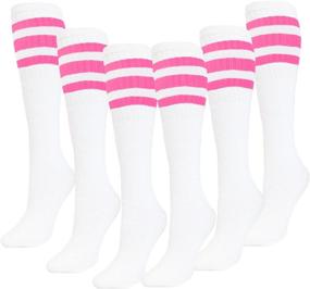 img 4 attached to SOCKS 8 PAIRS WHITE PINK STRIPES