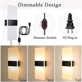 img 3 attached to 🔌 Set of 2 Modern Dimmable Plug-in LED Wall Sconces, 12W Warm White Acrylic Lighting with 6FT Cord and On/Off Switch for Bedroom Living Room Corridor