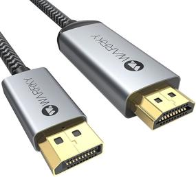 img 4 attached to WARRKY 4K DisplayPort to HDMI Cable Adapter: High-Speed, Aluminum Shell and Nylon Braided Cord for Dell, HP, Samsung, and More - 6FT