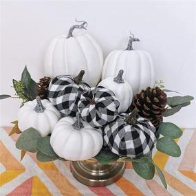 img 1 attached to Stunning 16 PCS Artificial White Pumpkins: Perfect Bulk Faux Harvest Pumpkins for Fall Wedding, Thanksgiving, and Halloween Seasonal Decorations