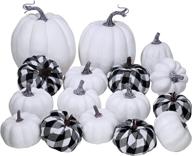 stunning 16 pcs artificial white pumpkins: perfect bulk faux harvest pumpkins for fall wedding, thanksgiving, and halloween seasonal decorations логотип