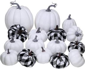 img 4 attached to Stunning 16 PCS Artificial White Pumpkins: Perfect Bulk Faux Harvest Pumpkins for Fall Wedding, Thanksgiving, and Halloween Seasonal Decorations