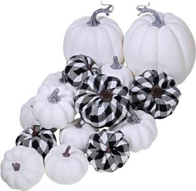 img 3 attached to Stunning 16 PCS Artificial White Pumpkins: Perfect Bulk Faux Harvest Pumpkins for Fall Wedding, Thanksgiving, and Halloween Seasonal Decorations