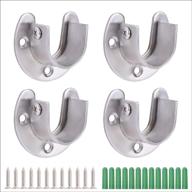 heavy duty stainless steel u shape closet rod brackets - shower rod holder, closet rar bracket, closet pole socket, 1 inch curtain rod bracket - 2 sets with screws логотип