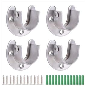 img 4 attached to Heavy Duty Stainless Steel U Shape Closet Rod Brackets - Shower Rod Holder, Closet Rar Bracket, Closet Pole Socket, 1 inch Curtain Rod Bracket - 2 Sets with Screws