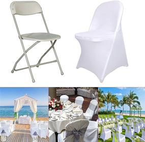 img 3 attached to 🪑 10-Pack White Spandex Folding Chair Covers for Wedding Dinner Decoration - Wisfor Folding Banquet Seat Covers