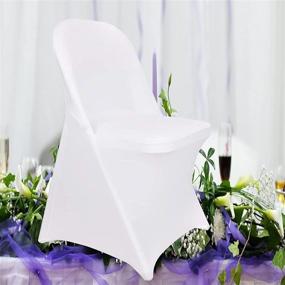 img 4 attached to 🪑 10-Pack White Spandex Folding Chair Covers for Wedding Dinner Decoration - Wisfor Folding Banquet Seat Covers