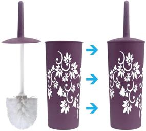 img 1 attached to 🛀 Complete 6-Piece Bathroom Accessories Set - Toilet Brush and Holder, Trash Can, Toothbrush Holder - Blue Donuts, Purple