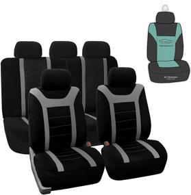 img 4 attached to Спортивные чехлы для сидений FH Group FB070115 (серый) полный комплект с подарком – универсальные для автомобилей, грузовиков и внедорожников.