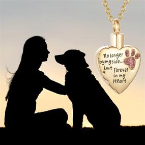 img 2 attached to 🐾 Fashion Pet Cremation Jewelry: Stainless Steel Heart Pendant for Ashes, Paw Memorial Urn Necklace for Dogs and Cats