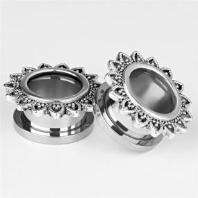 img 1 attached to 🔩 Stylish Retro Screw Ear Plugs Tunnels Gauges: KUBOOZ - Set of 2 for Piercings and Stretcher