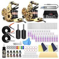 🖋️ professional tattoo kit with 2 coil tattoo guns, power supply, foot pedal, inks, needles, grips, tubes - wormhole tk104 tattoo machine kit for beginners logo