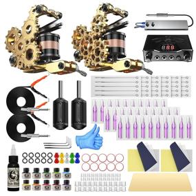 img 4 attached to 🖋️ Professional Tattoo Kit with 2 Coil Tattoo Guns, Power Supply, Foot Pedal, Inks, Needles, Grips, Tubes - Wormhole TK104 Tattoo Machine Kit for Beginners